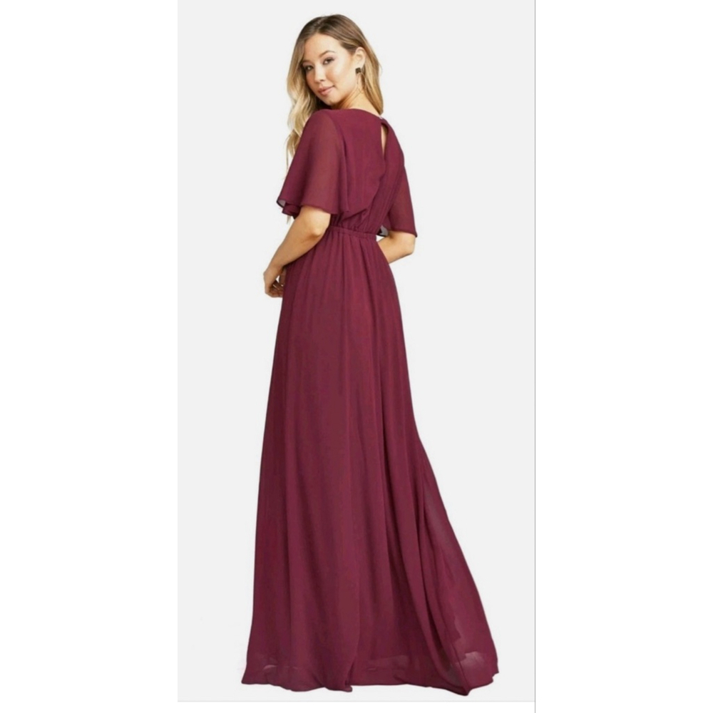 Show Me Your Mumu Emily Empire Maxi Dress Purple Chiffon flutter sleeves 1X - Picture 2 of 10